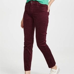 Paige Hoxton Ankle Slim Corduroy Pants Size 27 Dark Currant Wine
